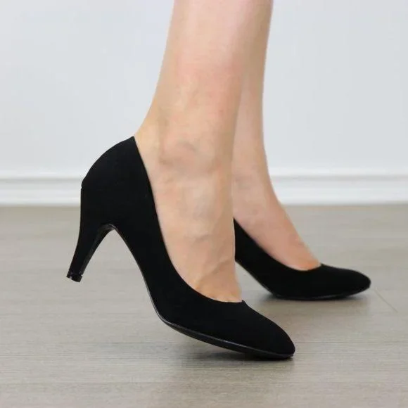 Closed Toe Low Mid Heel Dress Velvet Pump - Picture 11 of 16